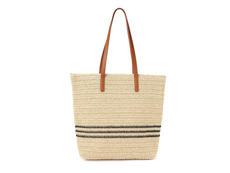 Bolsa de Palha Feminina Conjunto de Chapéu Kit para Menina Sabonete Maquiagem Bolsa de Praia de Rattan