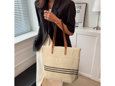 Bolsa de Palha Feminina Conjunto de Chapéu Kit para Menina Sabonete Maquiagem Bolsa de Praia de Rattan