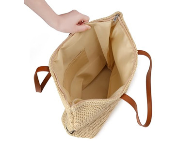 Bolsa de Palha Feminina Conjunto de Chapéu Kit para Menina Sabonete Maquiagem Bolsa de Praia de Rattan