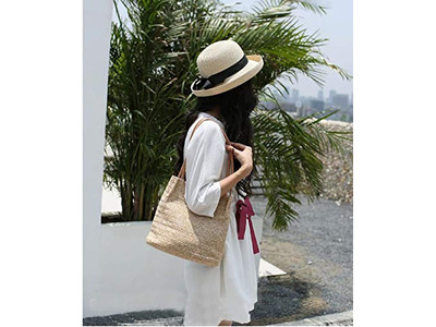 Bolsa de Palha Natural Plástico Abóbora Arco-íris Bolsa Redonda Algas Pequena 1 Peça