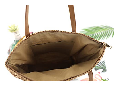 Bolsa de Palha Simples Moderna Palhas de Trigo Bolsa Tote para Meninas Forrada Flores Coloridas Infantil