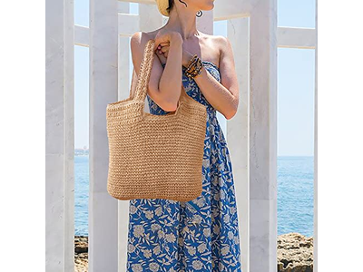 Bolsa Grande de Palha de Verão para Comprar com Laço e Rede Seca Conjunto de Lábios Infantil Mar Vermelho Caixa Tapete